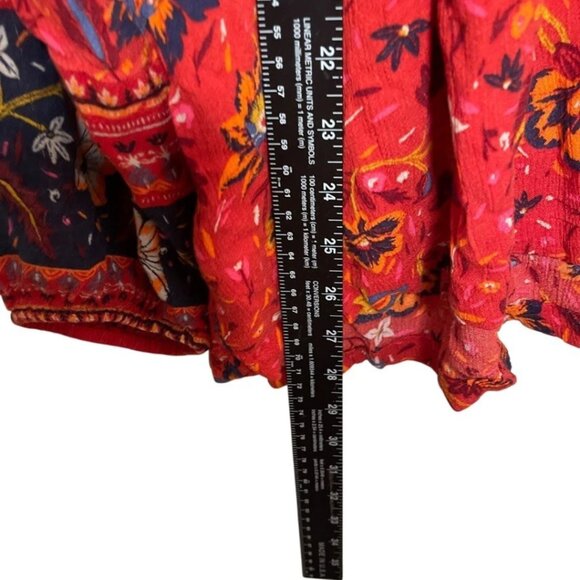 Old Navy women large red floral artsy flowy boho blouse - Picture 7 of 10